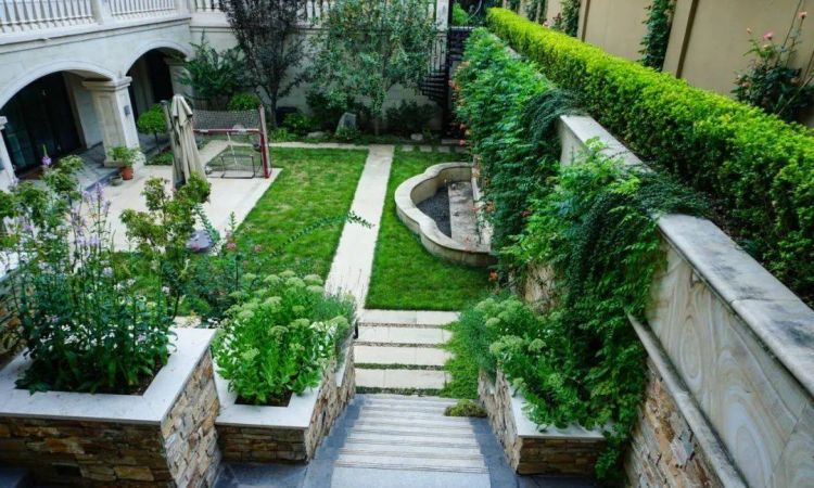 500平米别墅花园绿化设计实景图片案例分享-青望私家花园设计-1